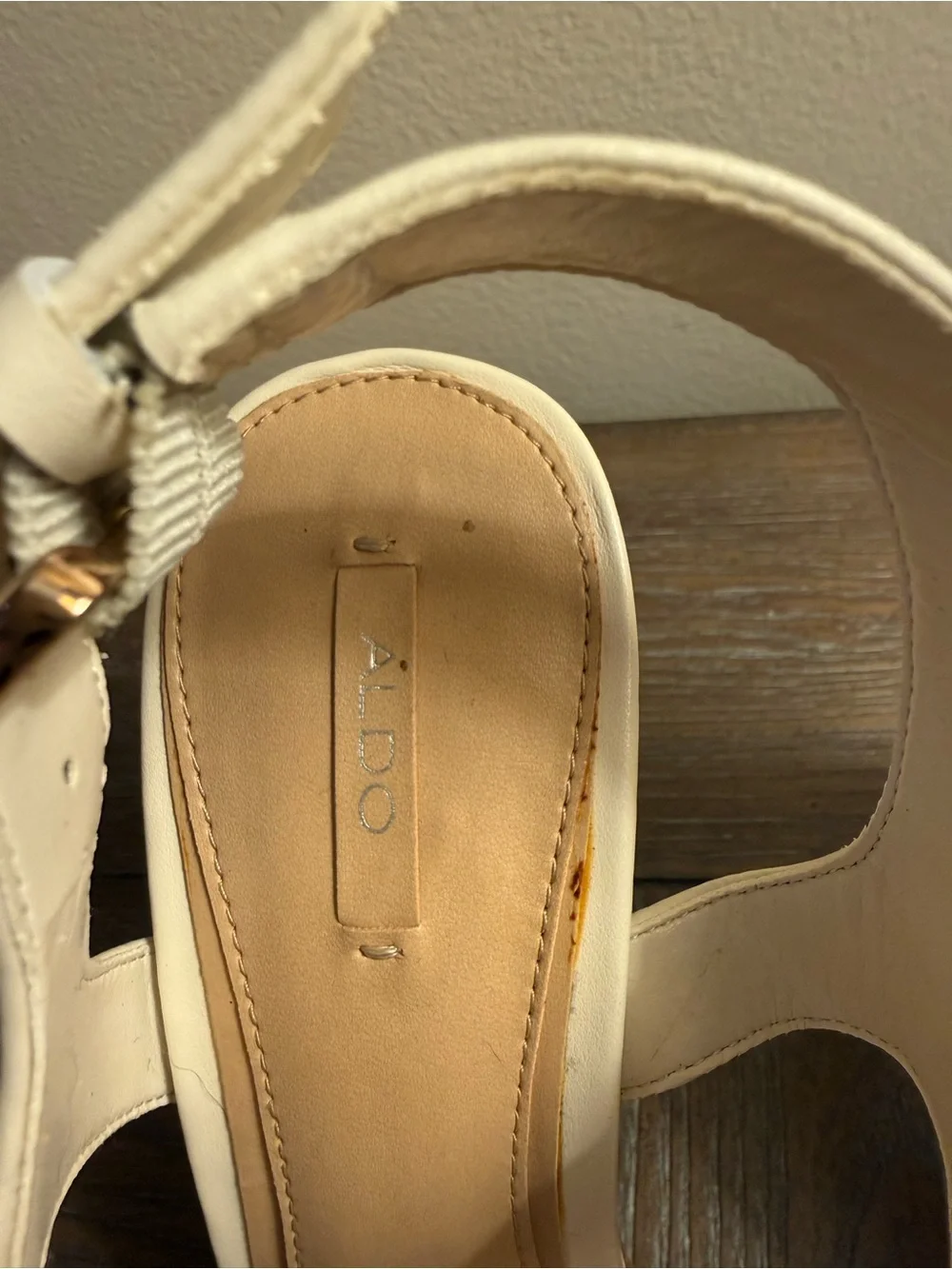Aldo Cream Braided Platform Block Heel Espadrille Sandals